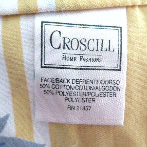 Vintage Croscill Princess Blouson Valance Yellow Floral Stripe 18" x 88" Cottage - Picture 5 of 8